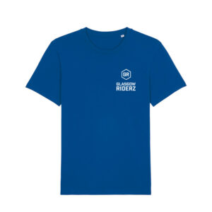 Glasgow Riderz Adult T-shirt (White on Blue)