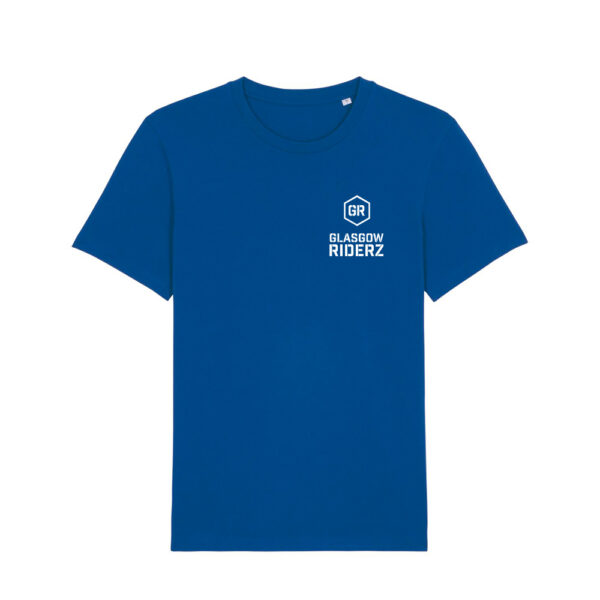Glasgow Riderz Adult T-shirt (White on Blue)