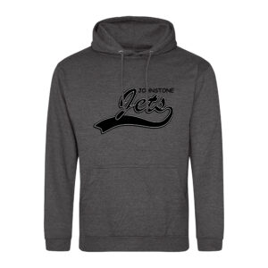 Johnstone Jets Adult Hoodie v1 (Charcoal) - Black Logo