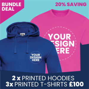 2 x Printed Hoodies & 3 x Printed T-shirts (Front Print Only)