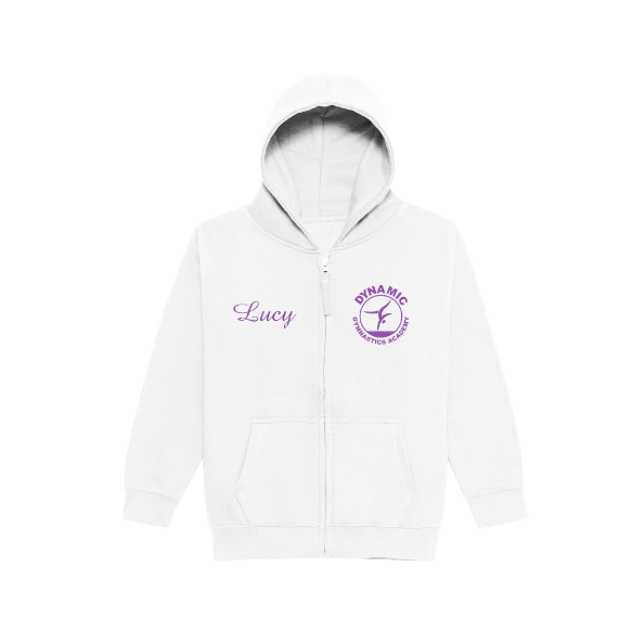 DGA Kids Personalised Competitive Gymnastics Zipper (WHITE)