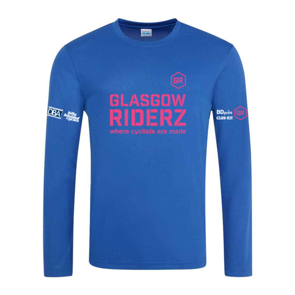Adults Glasgow Riderz Airtex Sponsor L/S T-shirt (Blue)